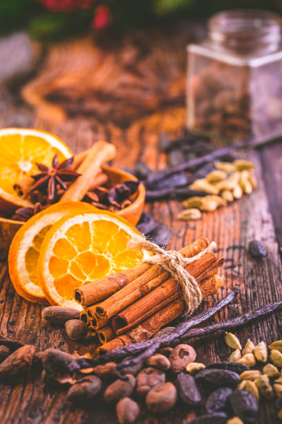 istock Winter spices and brown sugar on dark rustic background 1738376898
