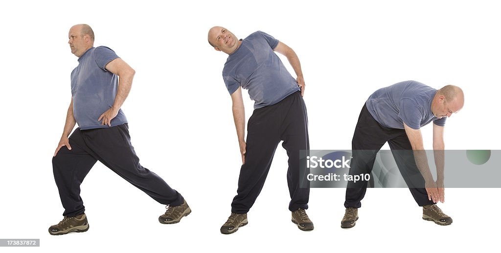 Stretching Series "A man stretching, three image series." Active Lifestyle Stock Photo