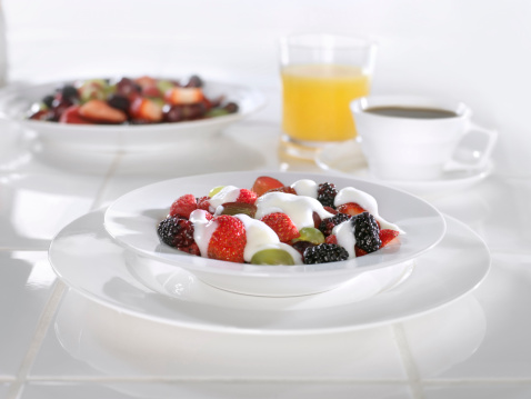 Mixed Berries with Yogurt in a Bowl -Photographed on a Hasselblad H3D11-39 megapixel Camera System