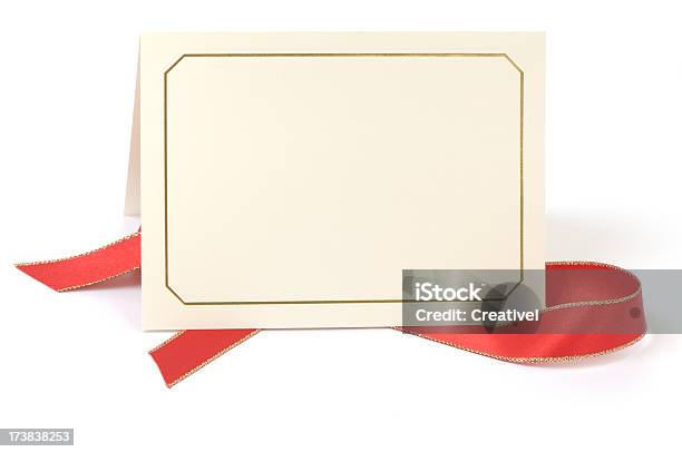 Tarjeta En Blanco Con Cinta Roja Foto de stock y más banco de imágenes de Invitación de boda - Invitación de boda, Papel, Invitación