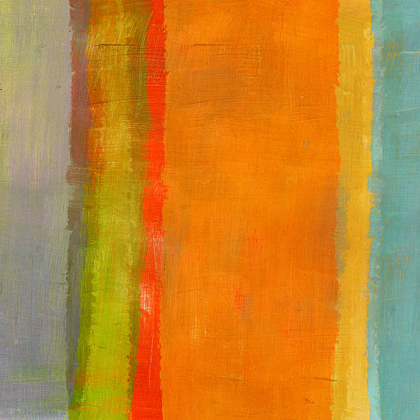 abstract composición con sábanas de orange - oil painting striped fine art painting abstract fotografías e imágenes de stock