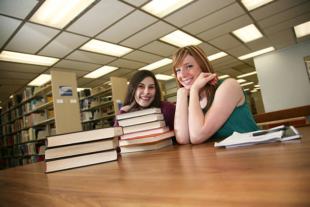 istock Wide View of Two Female College Students in a Library 173838459