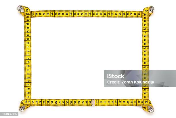 Fita De Medição Moldura Isolado A Branco - Fotografias de stock e mais imagens de Amarelo - Amarelo, Centímetro, Conceito
