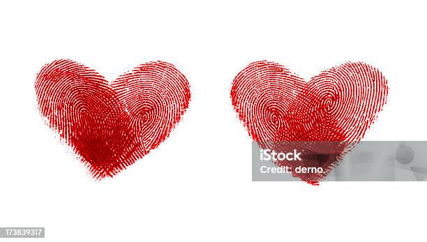 Cuori A Forma Di Impronte Digitali 1 - Fotografie stock e altre immagini di Impronta digitale - Impronta digitale, Simbolo di cuore, Amore