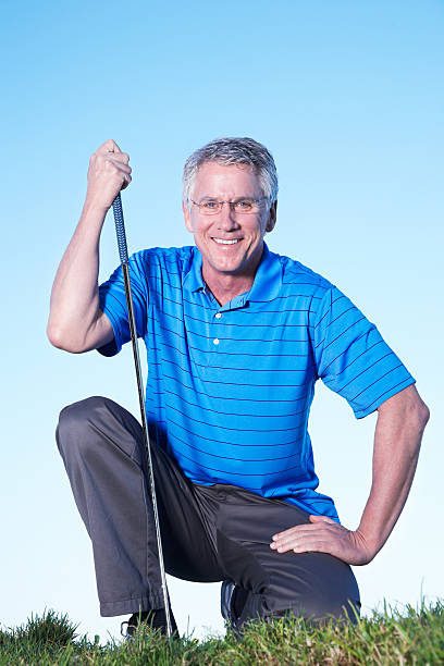 istock Closeup of senior man sitting on golf course 173839510