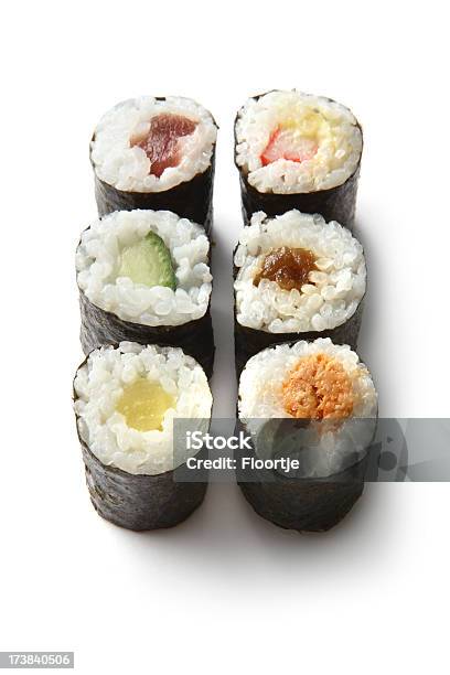 Sushi Maki - Fotografias de stock e mais imagens de Comida - Comida, Fundo Branco, Sushi