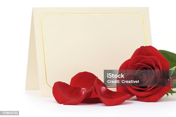 Cartão Em Branco Com Rosa Vermelha - Fotografias de stock e mais imagens de Cartão de Saudações - Cartão de Saudações, Comemoração - Evento, Convite