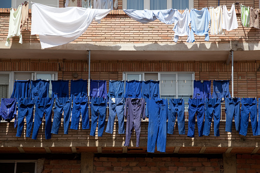 work clothes hanging on the clothesline