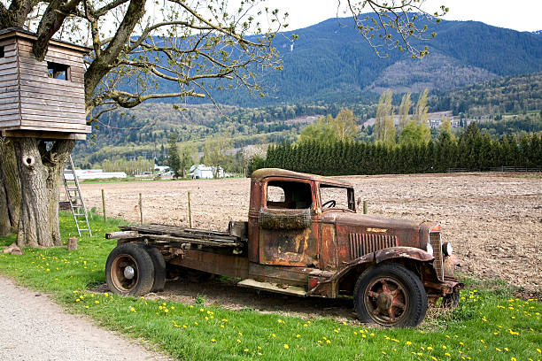 farm truck - pick up truck old car traffic stock-fotos und bilder