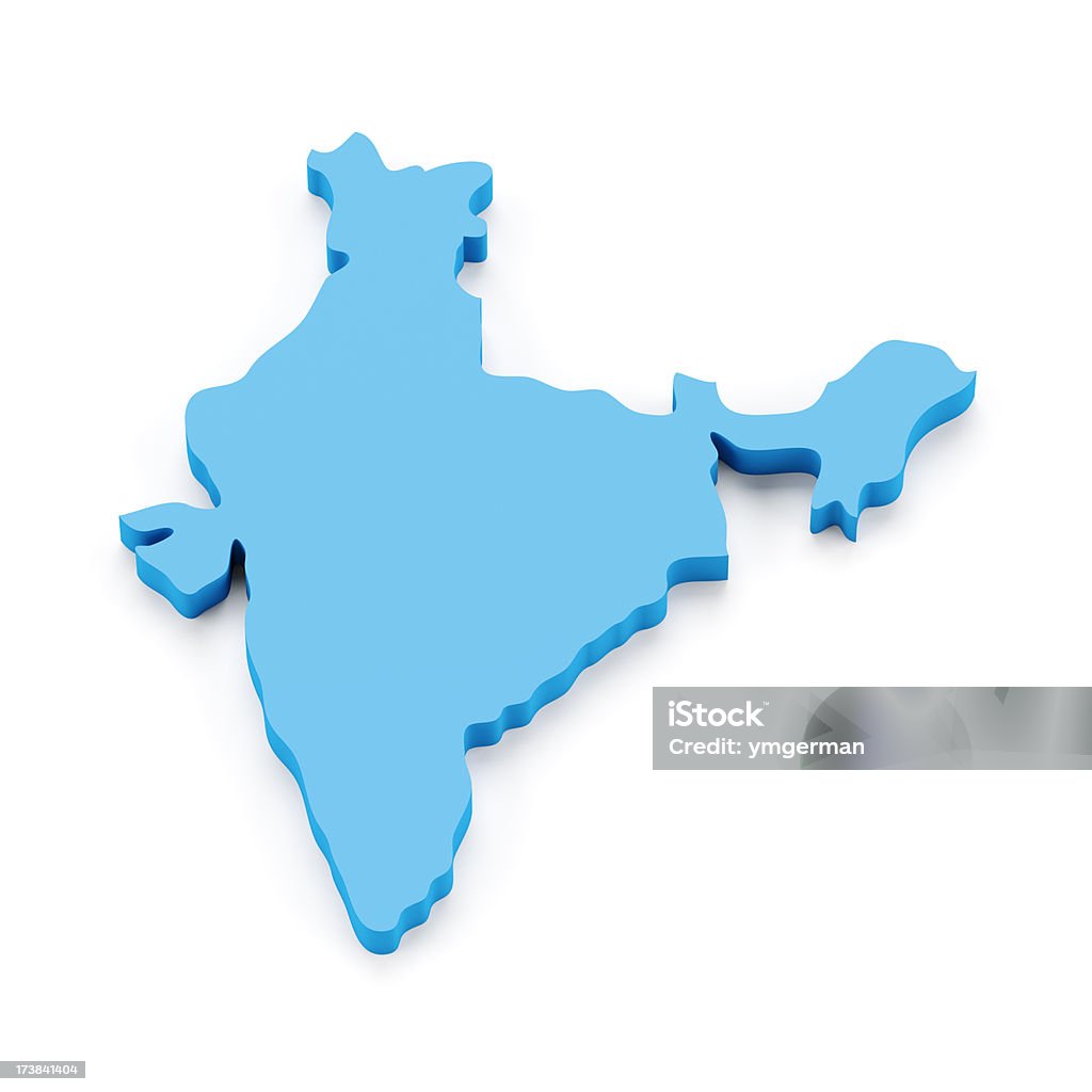3 d carte de l'Inde, isolé sur blanc - Photo de Asie libre de droits