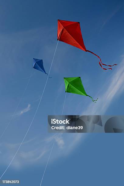 Three Kites Stock Photo - Download Image Now - Kite - Toy, Sky, Flying