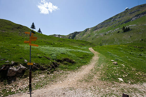 istock Swiss Alps with direction signs and path 173842264