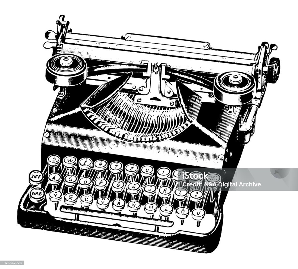 Vintage Clip Art e ilustrações/antiga máquina de digitação - Ilustração de Machinery royalty-free