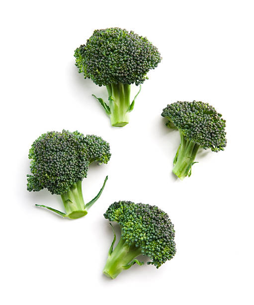 High-angle view of broccoli florets stock photo