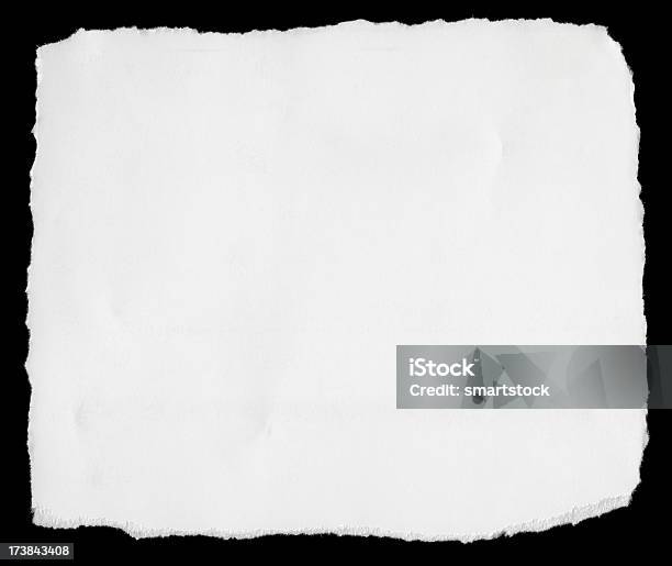 Coated Card Stock Torn Into Square Stock Photo - Download Image Now - Black Background, Paper, Torn