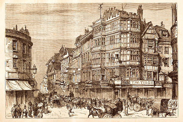 Engraving of Bristol, England 1881 Steel engraving from 1881 bristol england stock illustrations