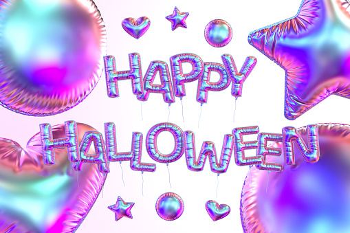 Happy Halloween Balloons on white background. Digitally generated image.