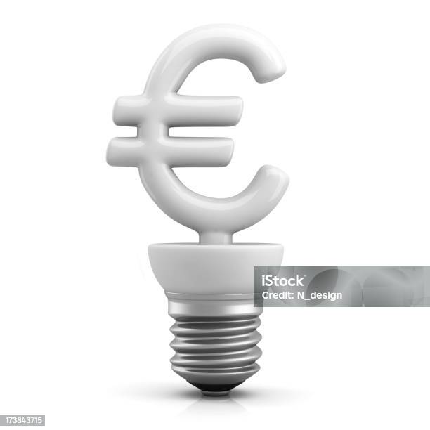 Lampadina Fluorescente Euro - Fotografie stock e altre immagini di Simbolo dell'euro - Simbolo dell'euro, Lampadina, Elettricità