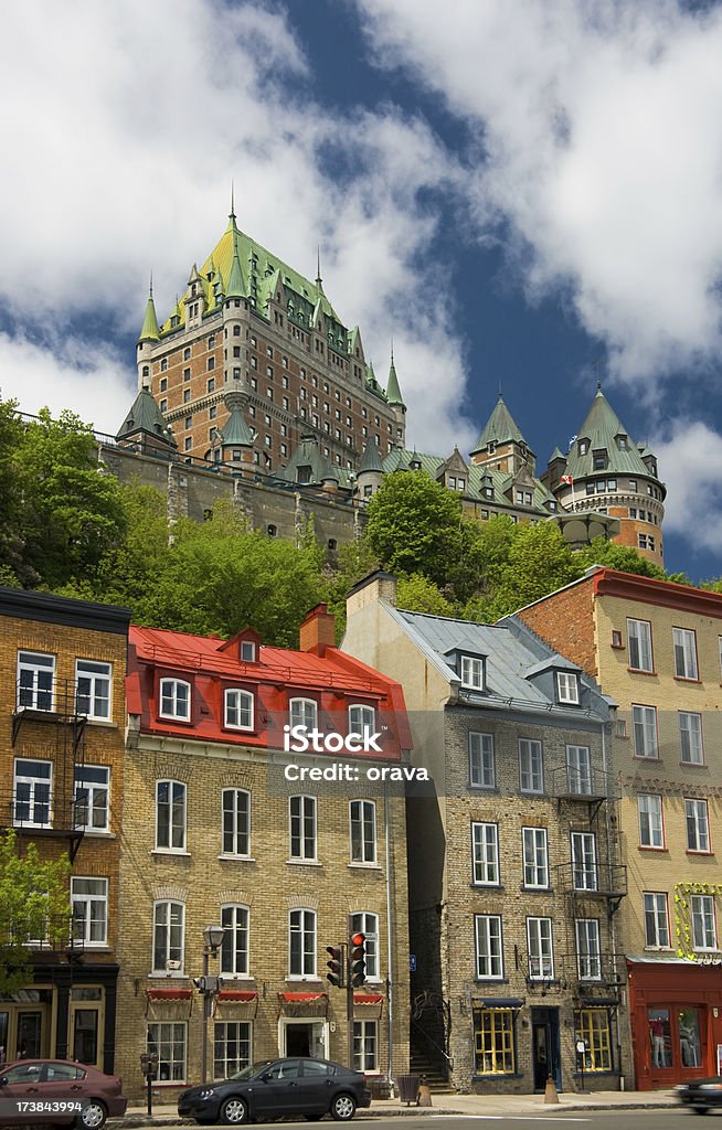 A cidade de Quebec e o hotel Chateau Frontenac - Foto de stock de Cidade de Quebec royalty-free