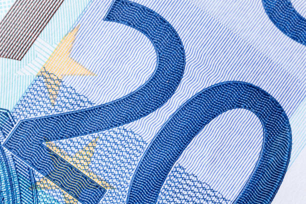 Twenty Euro notes detail stock photo