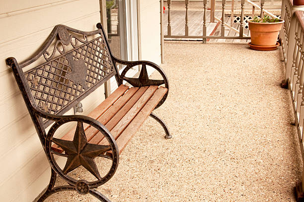 Metal and wooden bench with Texas star and shap.
