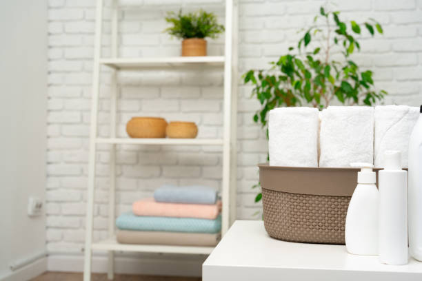 istock Liquid detergents containers on shelf in a bathroom 1738459500