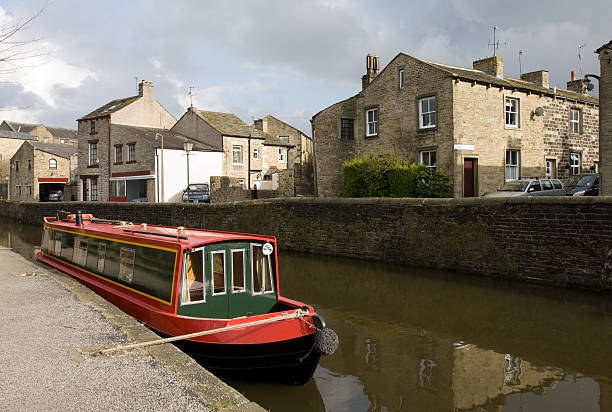 istock canal boat Skipton Yorkshire England 173846090