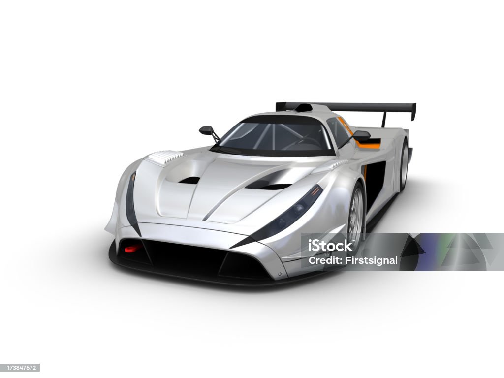 Illustration Of A Silver Race Car Over A White Background Stock Photo -  Download Image Now - iStock
