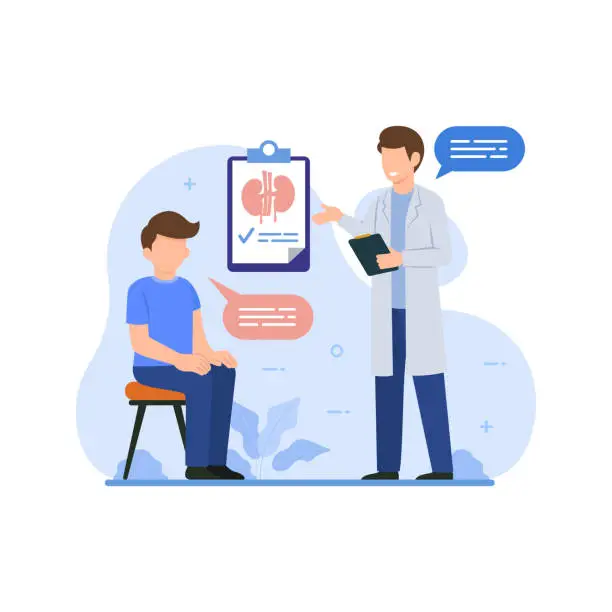 Vector illustration of Doctor telling patient about kidney disease