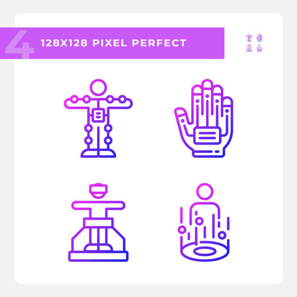 ilustrações de stock, clip art, desenhos animados e ícones de pixel perfect gradient simple icons set - mr tom