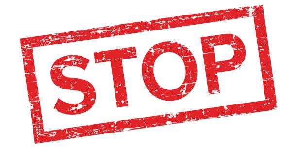 stockillustraties, clipart, cartoons en iconen met stop stamp icon in flat style. control vector illustration on isolated background. attention sign business concept. - stopbord