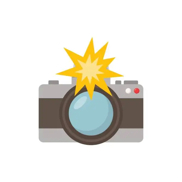 Vector illustration of Camera icon in flat style. Photography vector illustration on isolated background. Photo sign business concept.