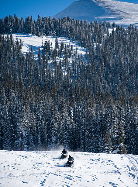 istock Two Snowmobilers in Scenic Mountains Colorado 173848853