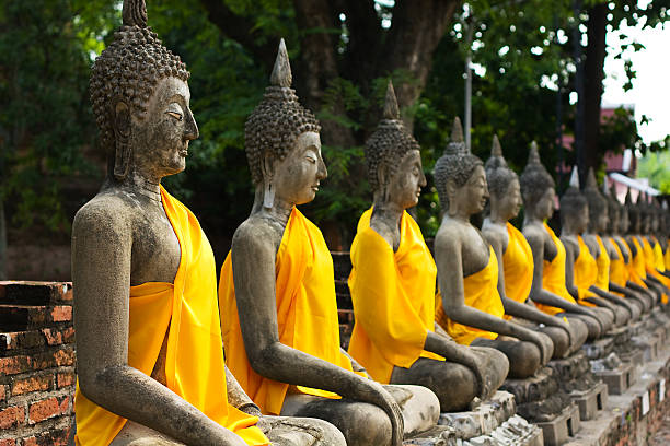 buddha bild, thailand - bangkok thailand asia temple stock-fotos und bilder