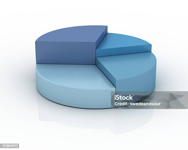 Gráfico Circular Em Tons De Azul - Fotografias de stock e mais imagens de Gráfico Redondo - Gráfico Redondo, Fundo Branco, Azul