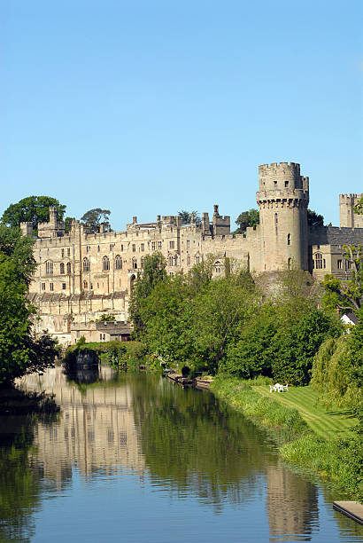 Warwick Castle. A view of Warwick Castle on a bright spring morning. warwick uk stock pictures, royalty-free photos & images