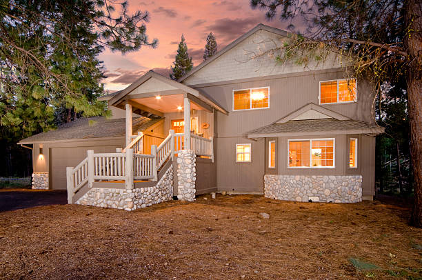 istock River rock accent on home in the woods 173849543