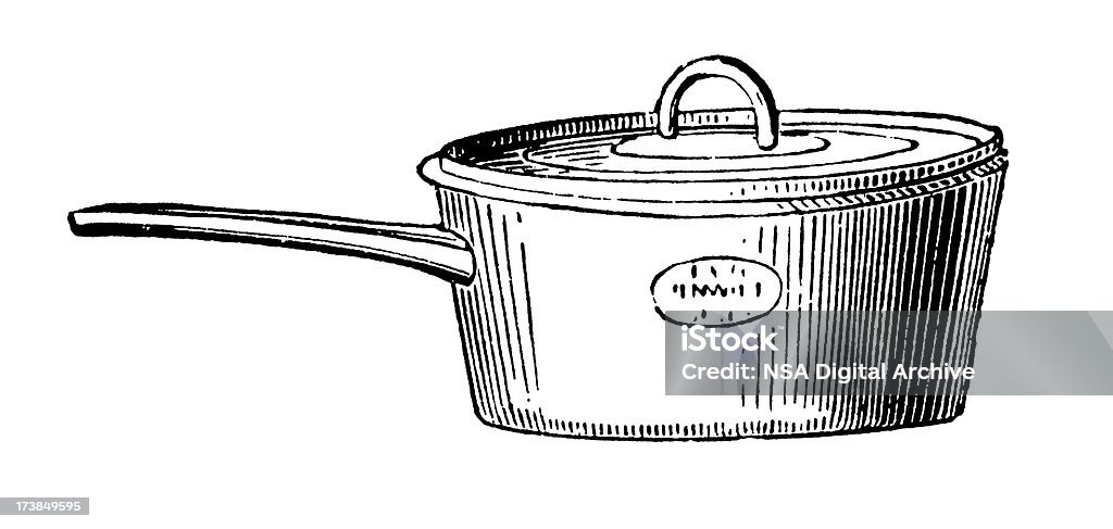 Vintage-Clip Art Grafiken und Illustrationen/Tiefes Cooking Pan - Lizenzfrei Kochgeschirr Stock-Illustration