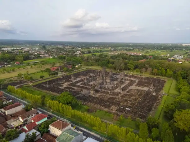 Photo of Aerial view of Candi Sewu Temple, part of Prambanan Hindu temple in Indonesia