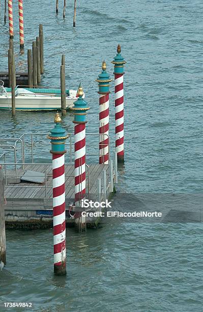 Colorful Venetian Barber Poles Stock Photo - Download Image Now - Canal, Copy Space, Gondola - Traditional Boat