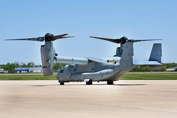 "a v22 osprey, operated by the US Marines."