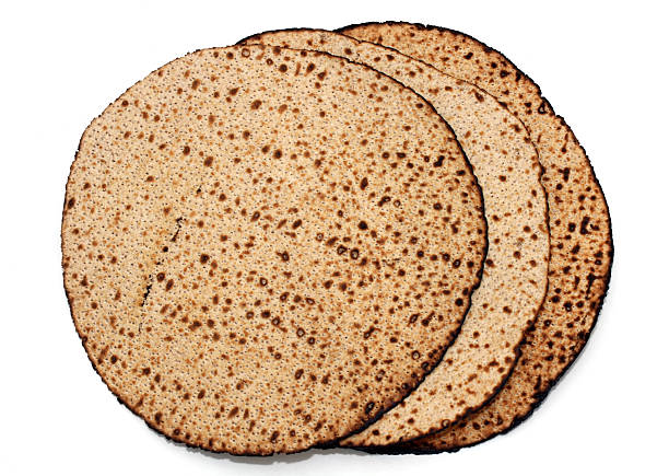 Round Passover Matzo isolated on white