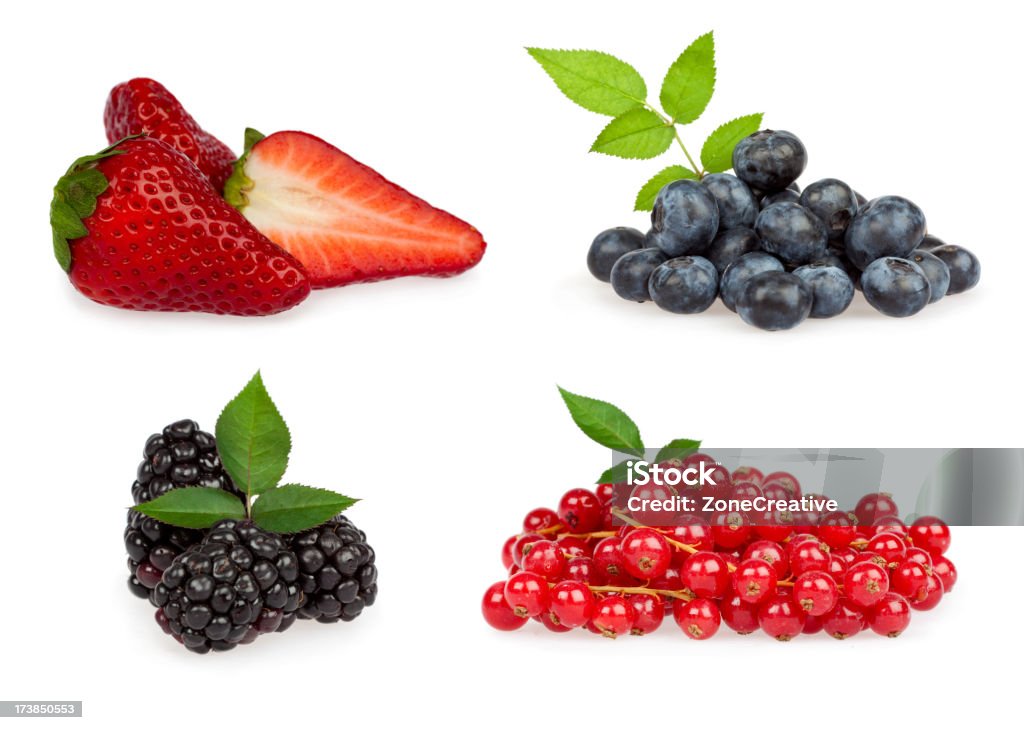 Bagas e frutas Legumes composição isolado a branco - Royalty-free Aberto Foto de stock