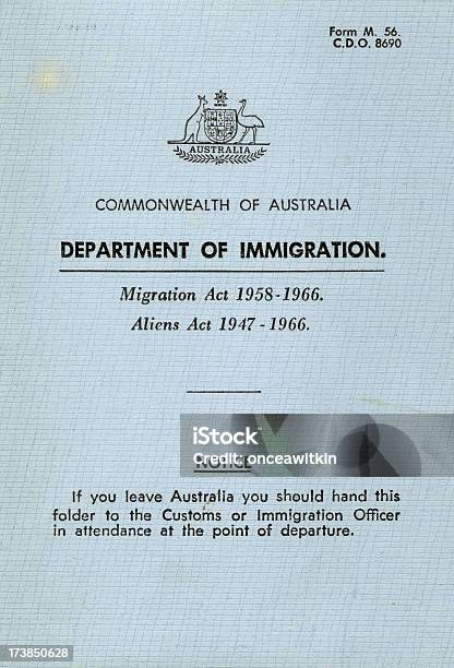 1960 Carta Di Immigrazione In Australia - Fotografie stock e altre immagini di Emigrazione e Immigrazione - Emigrazione e Immigrazione, Australia, 1960-1969