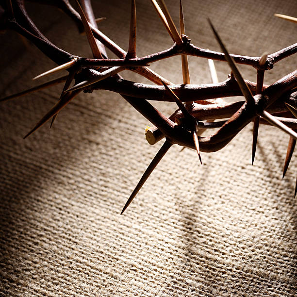 istock Crown of Thorns on a Burlap Background 173851240