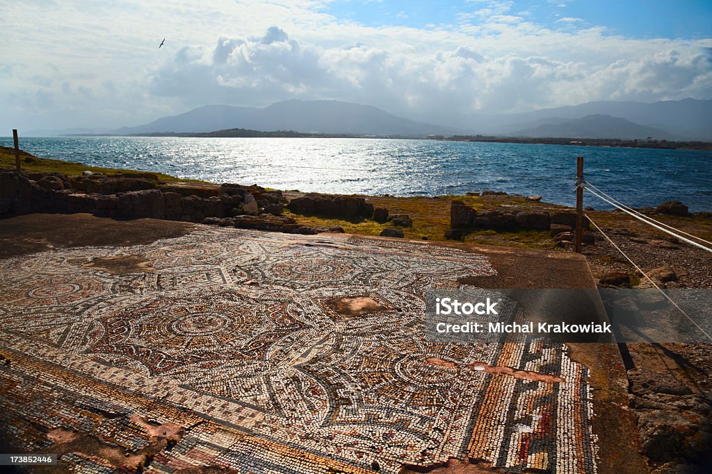 Roman mosaic near Nora Ancient roman mosaic in Nora on southern Sardinia, Italy. Sardinia Stock Photo