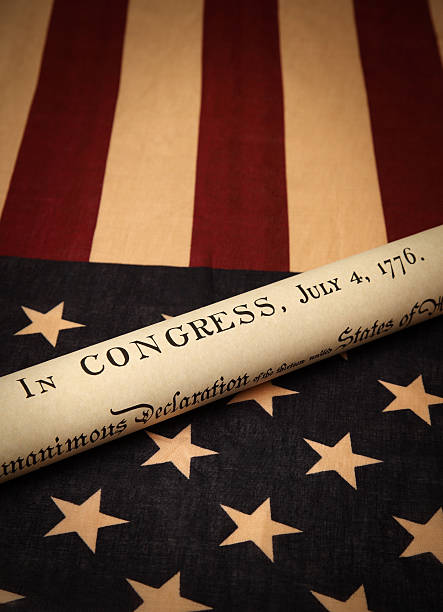 istock US flag and declaration of independence 173852712