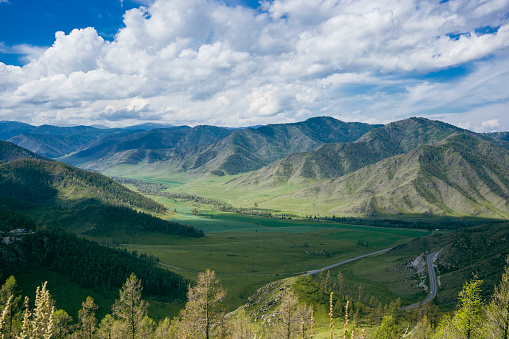 View of the Chike-Taman pass in Chuysky tract. Altai Republic, Russia.