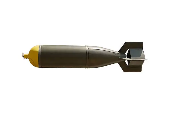 Authentic WW II Bomb that was used in B17 type bomber. CLIPPING PATH INCLUDED.