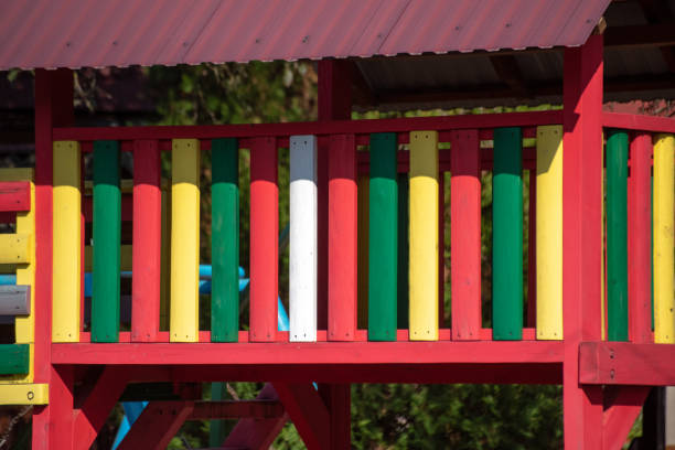 istock Multi-colored playhouse on the playground 1738536777